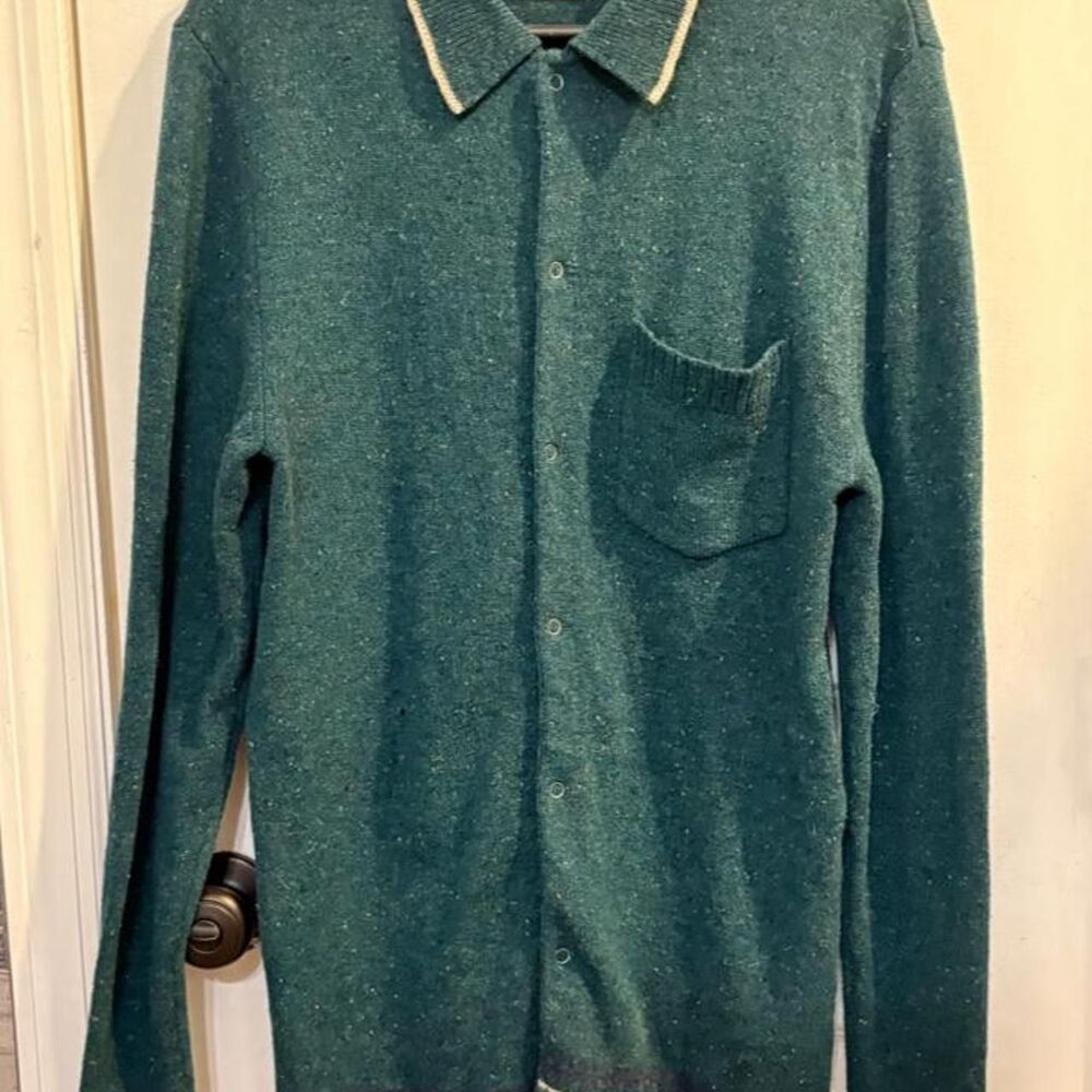 Percival Men's Green Wool Cardigan Size Large